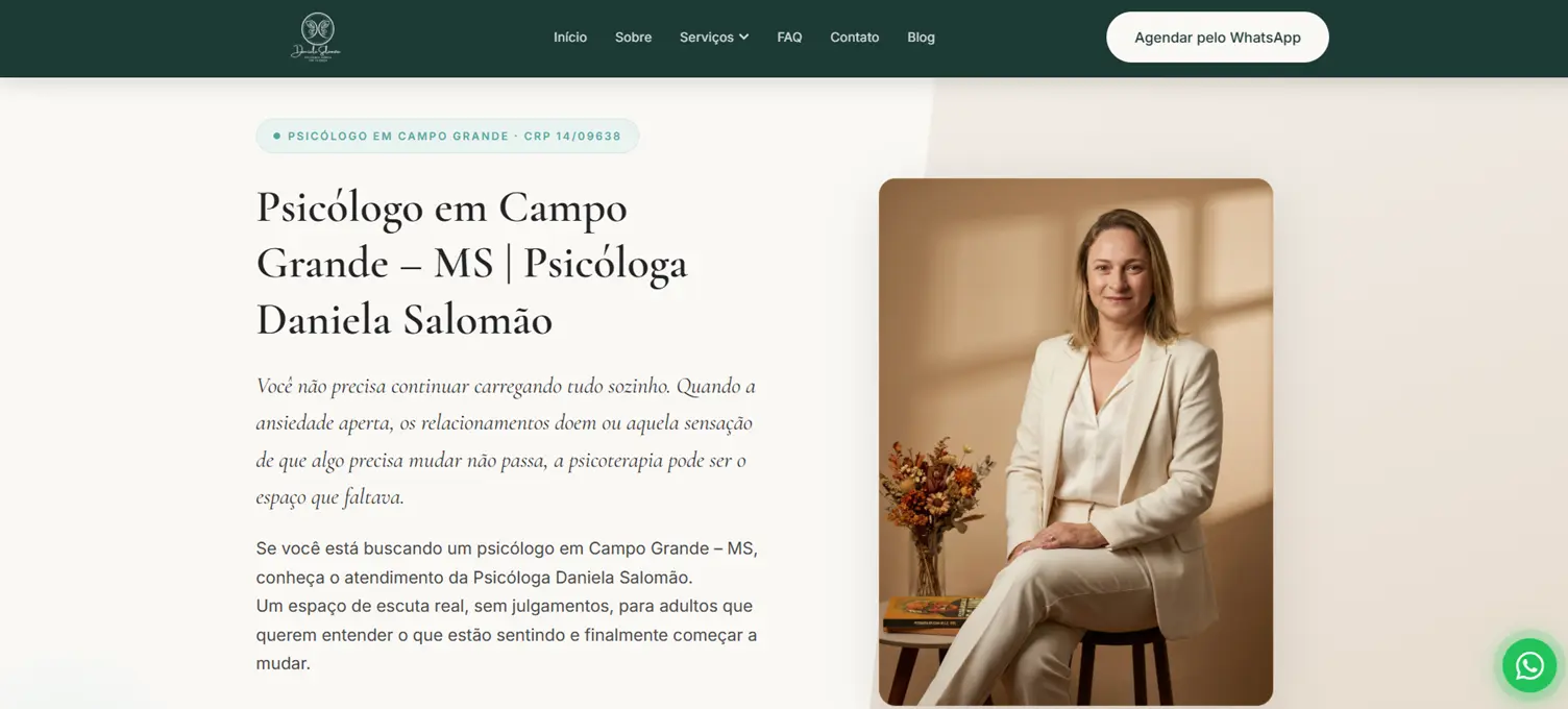 Captura de tela do site da Dra. Daniela Salomão